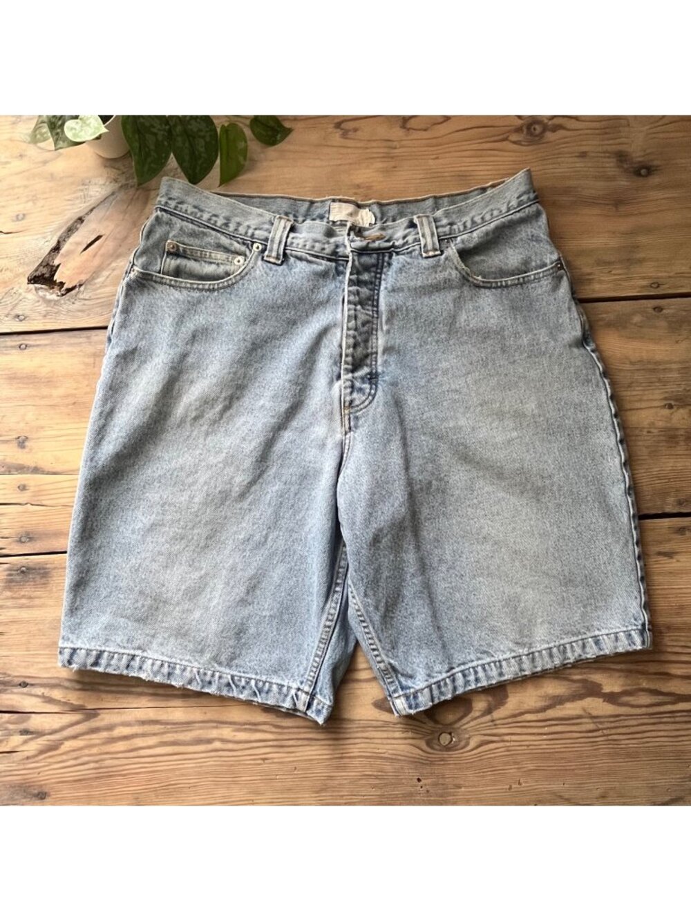 J.Crew Jean Shorts Mens 36 Faded Light Wash Relaxed Fit Button Fly 90s